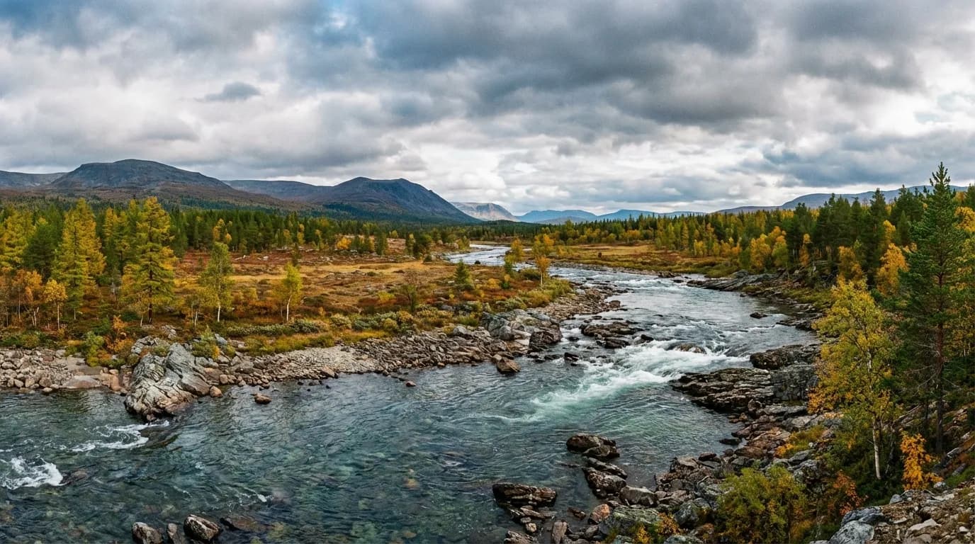 Панорама реки Умба, Кольский полуостров